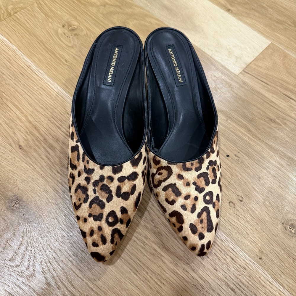Antonio Melani Leopard Print Women's Slip On Wedges, size 9.5